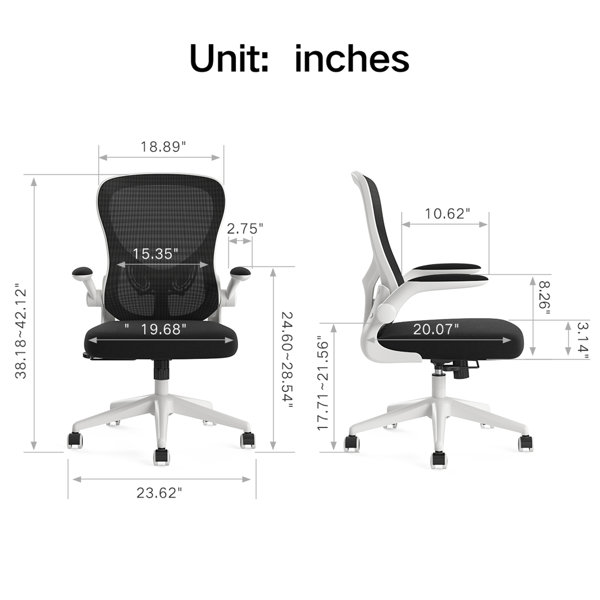 Inbox Zero Faye Task Office Chair with Flip-Up Arms and Home Inbox Zero Faye Task Office Chair with Flip-Up Arms and Home
